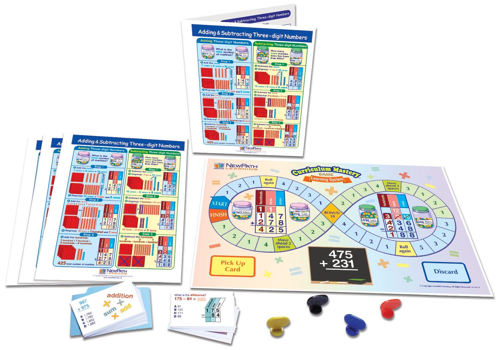 Image for NewPath Learning Adding and Subtracting Three-Digit Numbers Learning Center Game, Grade 3 to 5 from School Specialty